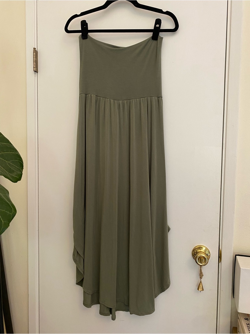 Sozy Olive Green Strapless Maxi Dress